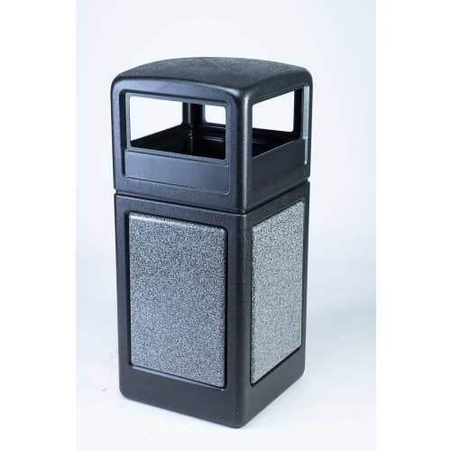 Commercial Zone PolyTec 42 Gallon Trash Container, Black with Pepperstone Panel